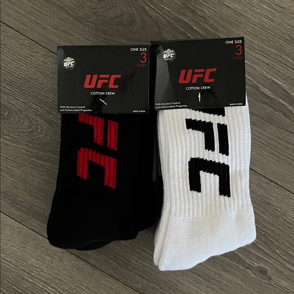 NWT UFC Bundle of 2, 3 Pack Crew Socks in Black and Red and White - Picture 5 of 5